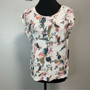 Rachel Zoe 100% Linen Floral Top With Button Down Back Size Large